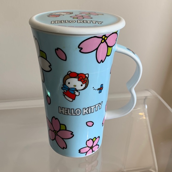 Hello kitty ceramic coffee mug with tea strainer, made by Sanrio - Picture 1 of 11